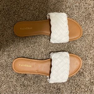 white sandals